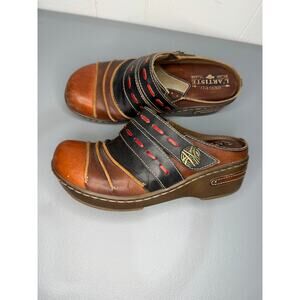L’artiste Spring Step Sherbet Leather Clog Mules Comfort 37 Us 6.5 7 Heel Boho